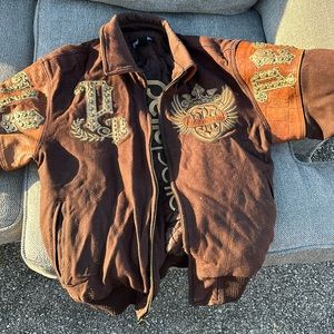 Pelle Pelle brown leather and wool bomber jacket